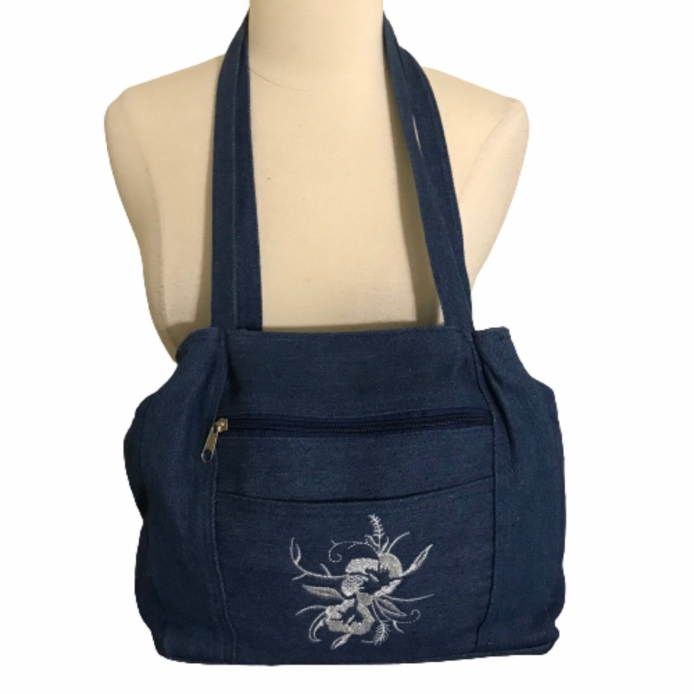 Embroidery Tote Jeans Purse